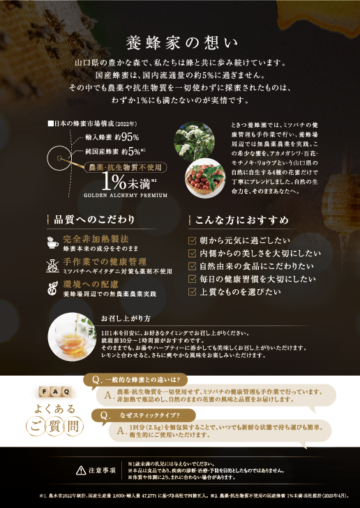 【Gut Glow】Golden Alchemy Premiumハチミツ（15本入り）